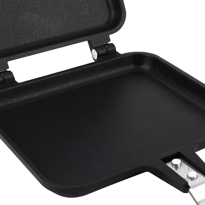 Sandwich Maker, Non-Stick Hot Sandwich Panini Maker with Handle Stovetop Toasted Sandwich Maker Aluminum Flip Pan Double Sided Frying Pan for Camping Pie Sandwich Making,13.58*5.91*1.18 in