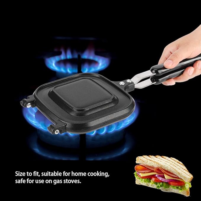 Double Sided Hot Sandwich Maker,Nonstick Sandwich Toaster Breakfast Maker,Multifunction Fry Pan,Stovetop Camping Sandwich Flip Pan