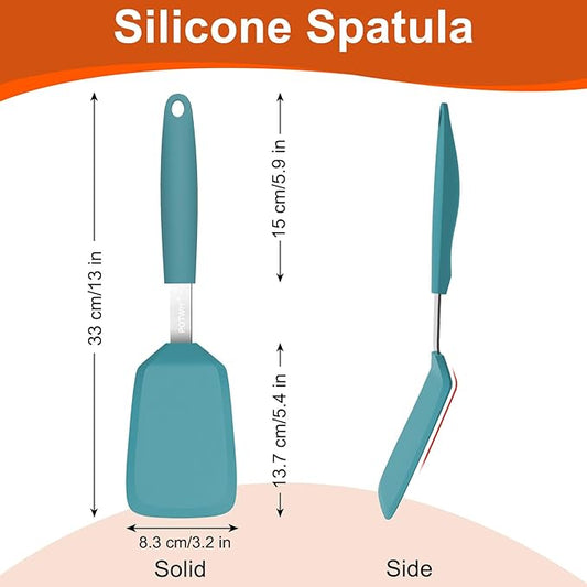 Silicone Spatula, 13 x 3.2 In, 600°F Heat Resistant Kitchen Spatula, BPA Free, Flexible Turner For Non Stick Frying Pan, Cooking, Flipping Egg and Pancake, Dishwasher Safe (Blue)