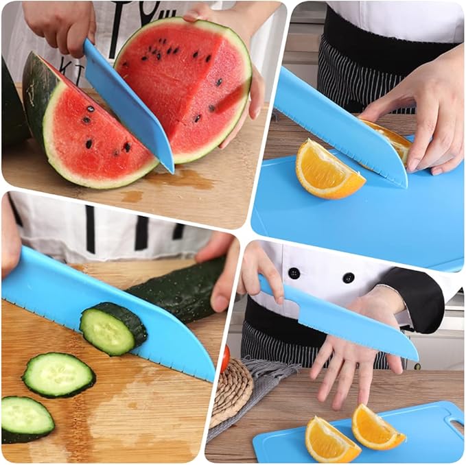 jawbush Professional Lettuce Knife to Prevent From Turning Brown, 11" Plastic Serrated Knife for Veggies, Fruit, Bread, Cake, Salad, No BPA for Cooking and Cutting - Safe & Durable Nylon Knife Set