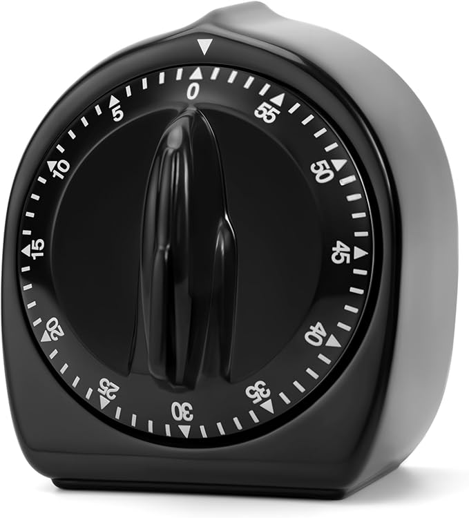 Kitchen Timers for Cooking, 60 Minute Wind Up - Chef Cooking Timer with Loud Alarm,100% Mechanical Desk Timer -No Batteries Required - Manual Countdown timers for Home, Study and Cooking (Black)