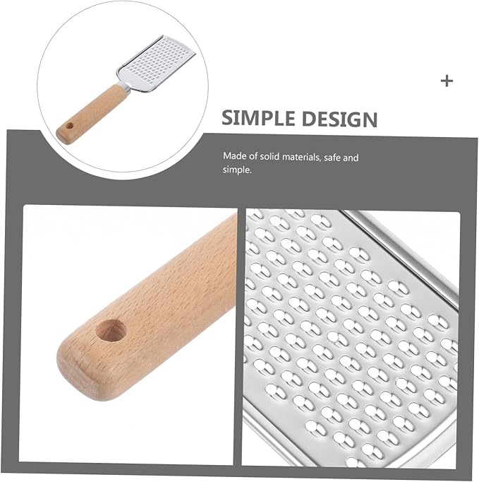 1Pc Stainless Steel Plane Grater Zester with Non Slip Wood Handle Kitchen Gadget for Fruits and Vegetables Easy to Clean for Home Restaurant and Hotel Use