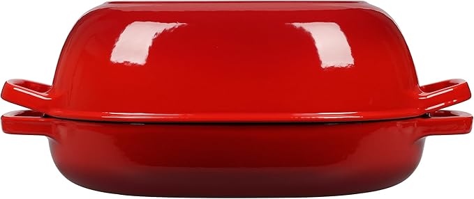 EDGING CASTING Enameled Cast Iron Oval Dutch Oven Pot with Lid, Dutch Oven for Sourdough Bread Baking, Oval Bread Pan, Bread Oven, Bread Dutch Oven, 7qt, Red