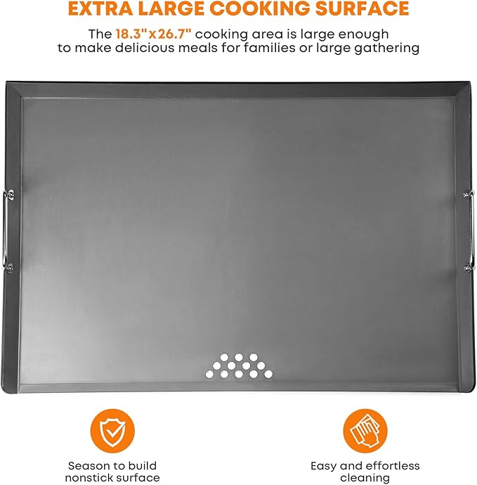 Stanbroil Flat Top Griddle for Standard 30" Ranges with Gas/Radiant Glass Ceramic/Electric Coil Cooktops, Includes 2 Drip Trays and 4 Spacers