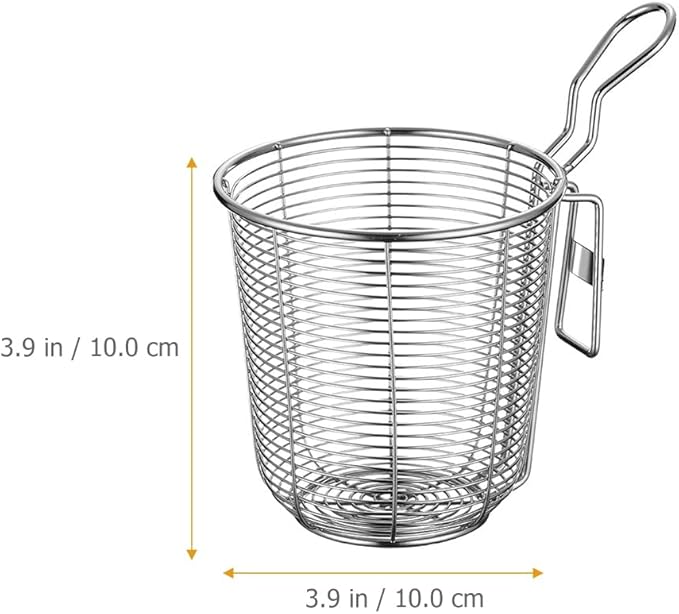 PRETYZOOM Stainless Steel Noodle Strainer with Heat-Resistant Mesh and Hook 3.85 Inch Colander for Hot Pot Ramen Pasta Cooking Kitchen Supply
