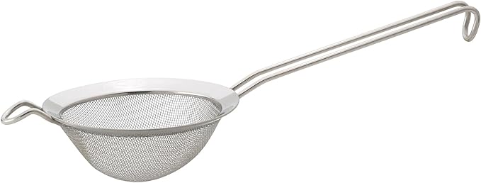HIC Kitchen Fine Double Mesh Strainer, 18/8 Stainless Steel, 5-Inch, For Sifting Baking Ingredients, Straining, And Draining Soups And Sauces