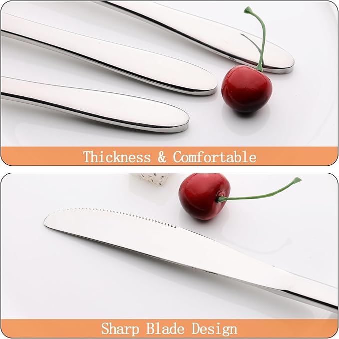 Obstnny 12-Piece Stainless Steel Dinner Knife, Table Knives Set