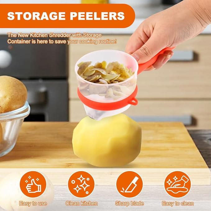 Fruit and Vegetable Peeler with Storage Box, 2pcs Upgrade Vegetable Peeler with Storage Bucket, Double-Sided Multi-Function Peelers for Home Kitchen