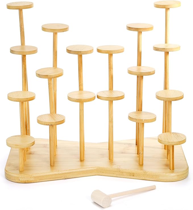 ZEAYEA Cupcake Stand for 18 Cupcakes, Bamboo Dessert Display Holder Stand for Dessert Tables, Layered Stands with Non-slip Pads for Party Wedding Birthday Holidays Christmas Anniversaries