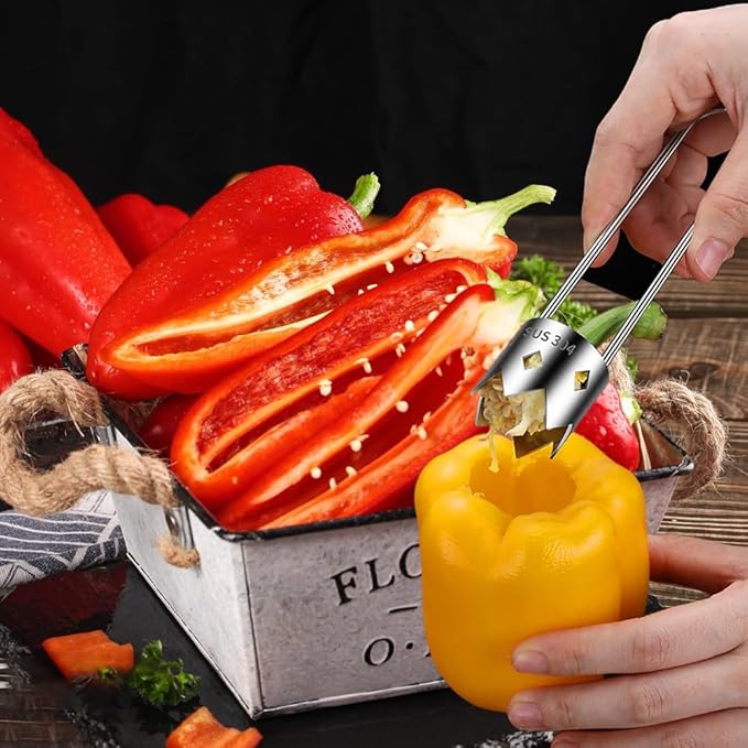 Red Bell Pepper Seed Corer,2024 New Stainless Steel Fruite Corer,For Vegetables Fruit Kitchen Gadget (2 PCS)