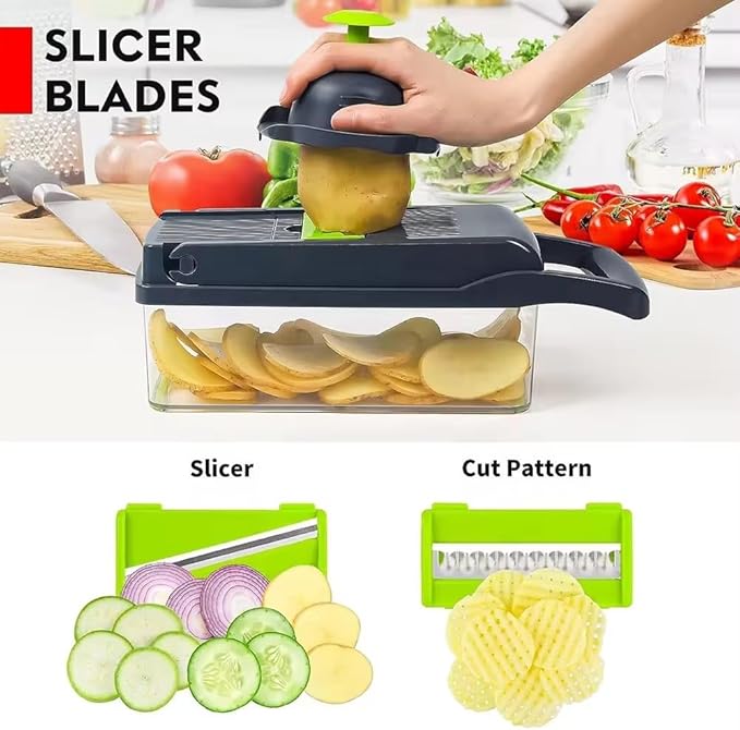 16-in-1 Vegetable Chopper Pro with Container & Lid - Onion Dicer, Food Processor, Salad Chopper - BPA-Free Kitchen Gadget for Easy Meal Prep