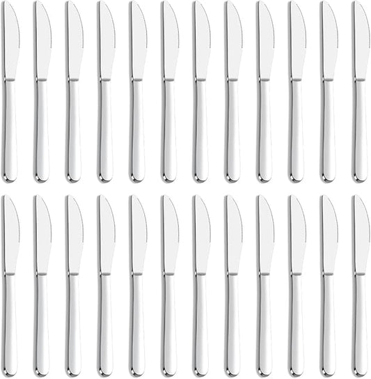 24 Pieces Knives Set - 9 Inches Dinner Knives, Butter Knife, Food Grade Stainless Steel Table Knife Set, Dishwasher Safe & Mirror Polished, Knife Silverware for Home/Restaurant/Kitchen