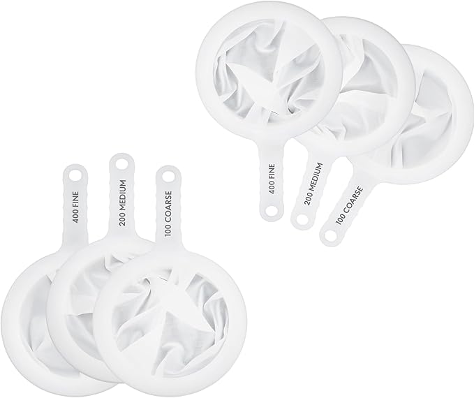 HIC Kitchen Ultra-Fine Mesh Strainers, Set Of 6 (100, 200, And 400 Mesh Count), For Filtering Juices, Nut Milks, Oils, And Sauces
