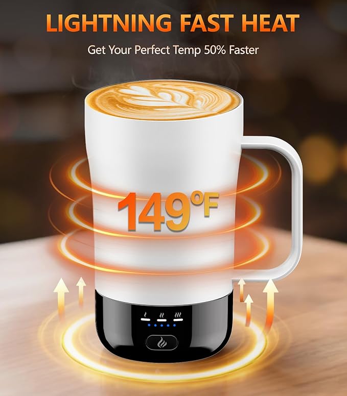 Self-Heating Coffee Mug, 14oz Heated Coffee Mug - Rechargeable Temperature Control Coffee Mug Keep Coffee Hot, Smart Mug Great Gift for Coffee Lovers & Slow Sippers