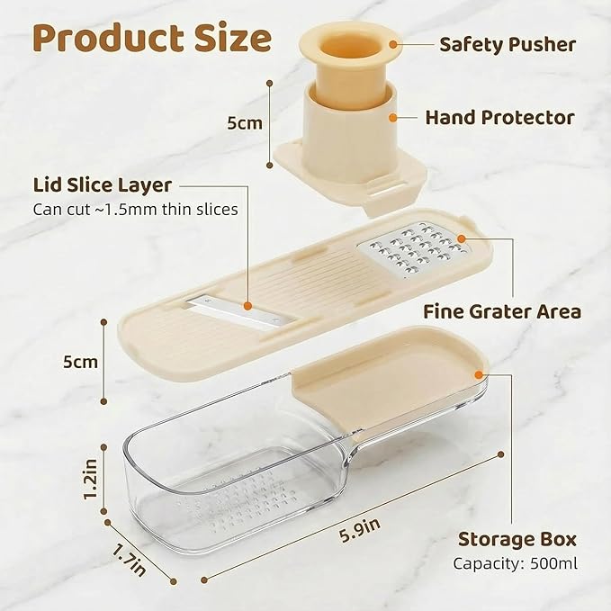 2Pcs 3 in 1 Mini Garlic Grinder, 2026 New Multifunctional Garlic Grater Ginger Vegetable Chopper, Handheld Kitchen Gadget with Container & Safety Guard for Picnic Camping Cooking