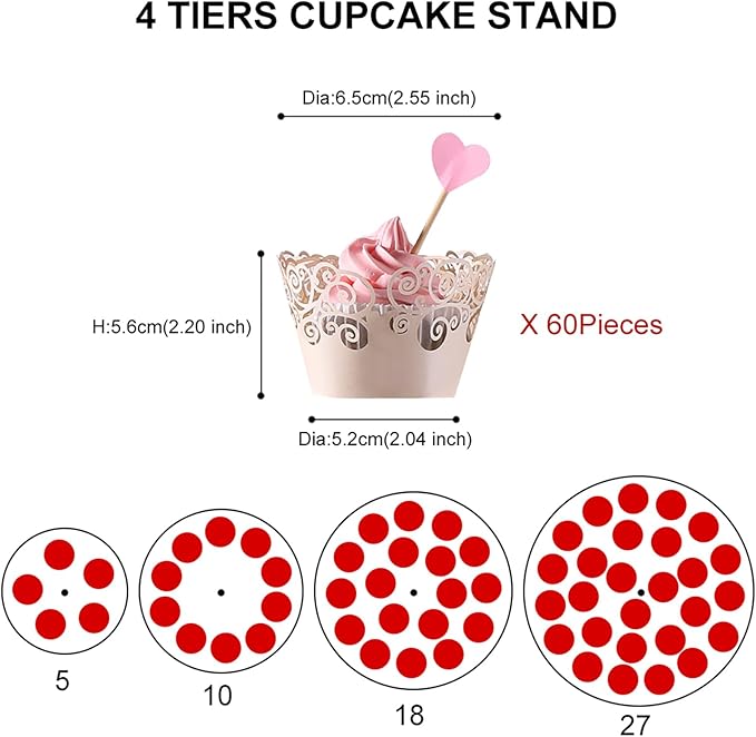 Cupcake Stand, 4-Tier Round Acrylic Cupcake Display Stand Dessert Tower Pastry Stand for Wedding Birthday Theme Party- 15.7 Inches (Transparent)