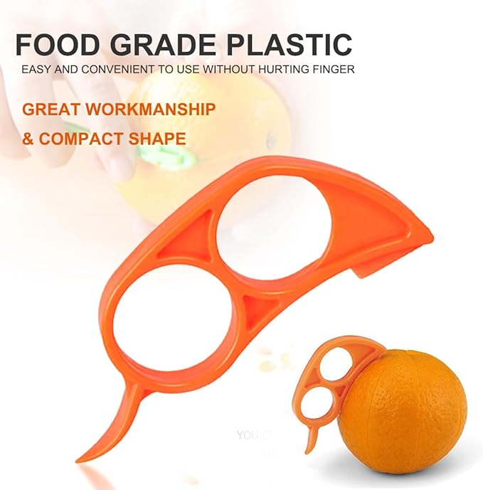 Orange Peeler Tools Citrus Peel Cutter Plastic Easy Fruit Vegetable Slicer Cutter Lemon Peeler Opener Remover Fruit Tools Kitchen Utensils Gadgets Bladed Food Peeler Slicer (Orange)
