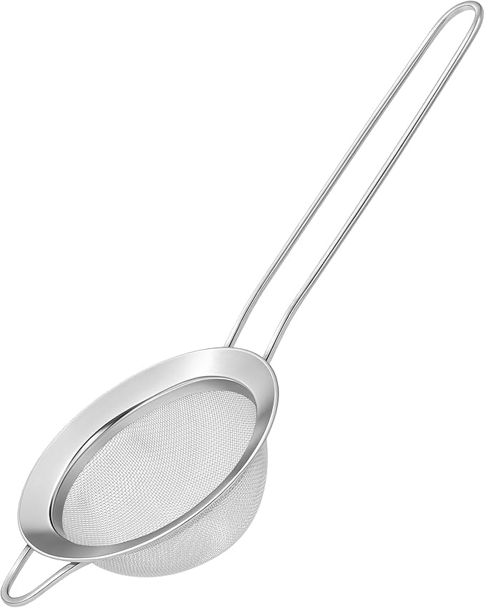 304 Stainless Steel Fine Mesh Strainers for Kitchen,BOSONKUMA Colander-Skimmer with Handle, Sieve Sifters for Food, Tea, Oil, Fruits, Cocktail Strainer,Food Strainer with Handlle(1 piece)