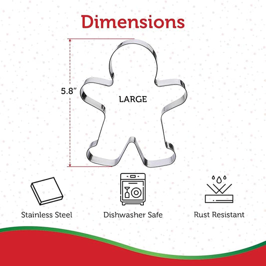 Gingerbread Man Cookie Cutter - Large, Premium Food-Grade Stainless Steel, Dishwasher Safe (Gingerbread Man (Large))