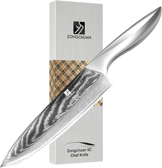9C 8 Inch Chef Knife – Ultra-Smooth Cutting Experience,Effort-Saving Damascus Kitchen Knife,Professional Grade Sharp,Ergonomic Handle,9CR18MOV High Carbon Stainless Steel,Love's Gift Box