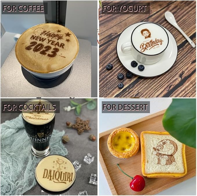 EVEBOT Coffee Latte Art Machine EB-Pro Customized Photo Selfie Printing with Camera Cake Desserts DIY Personalized Decoration for Cafes Bars Museums, Brown FancyBox - White