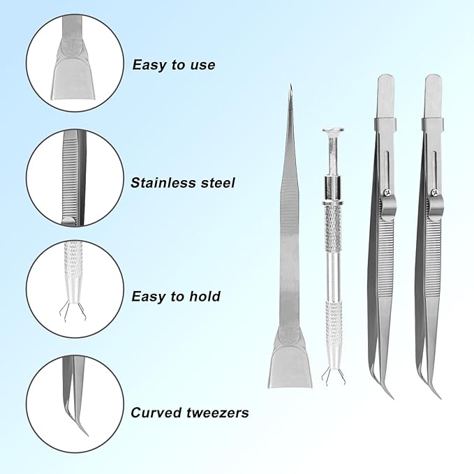 4pcs Cake Decorating Tools Set, 2 Stainless Steel Sprinkle Pen, Grabber & Shovel-Head Tweezers Professional Sprinkles Tools for Baking Cookies Cupcake Making Supplies Decoration Jewelry Earring