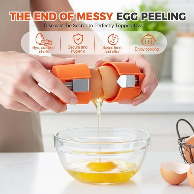 Egg Shell Opener, 2026 New Stainless Steel Egg Cracker Tool, Multifunctional Egg Opener, Eggs Separator for Raw and Hard Boiled Eggs Peeler Shell Remover to Quickly Cut Eggshells (orange 1pcs)
