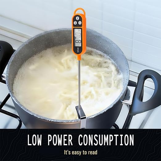 Candy Thermometer with Pot Clip Digital Instant Read for Meat Kitchen Cooking Food Oil Deep Fry BBQ Grill Smoker (1, 14.4in)