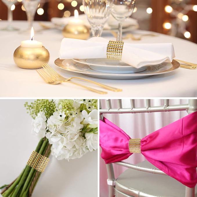 Accmor 50pcs Napkin Rings, Gold Napkin Rings Buckles for Table Decorations, Wedding, Dinner, Party, DIY Decoration