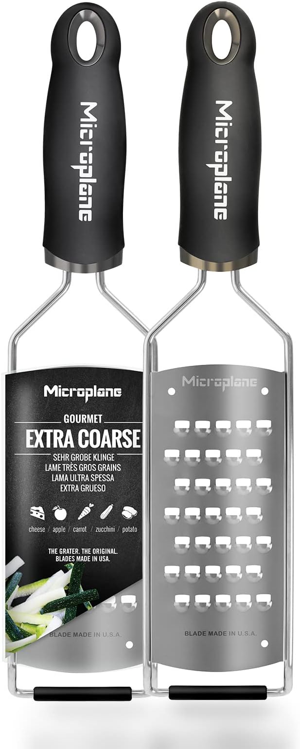Microplane Gourmet Series Cheese Grater with Soft Touch Handle (Extra Coarse, Black)