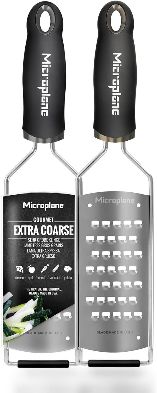 Microplane Gourmet Series Cheese Grater with Soft Touch Handle (Extra Coarse, Black)