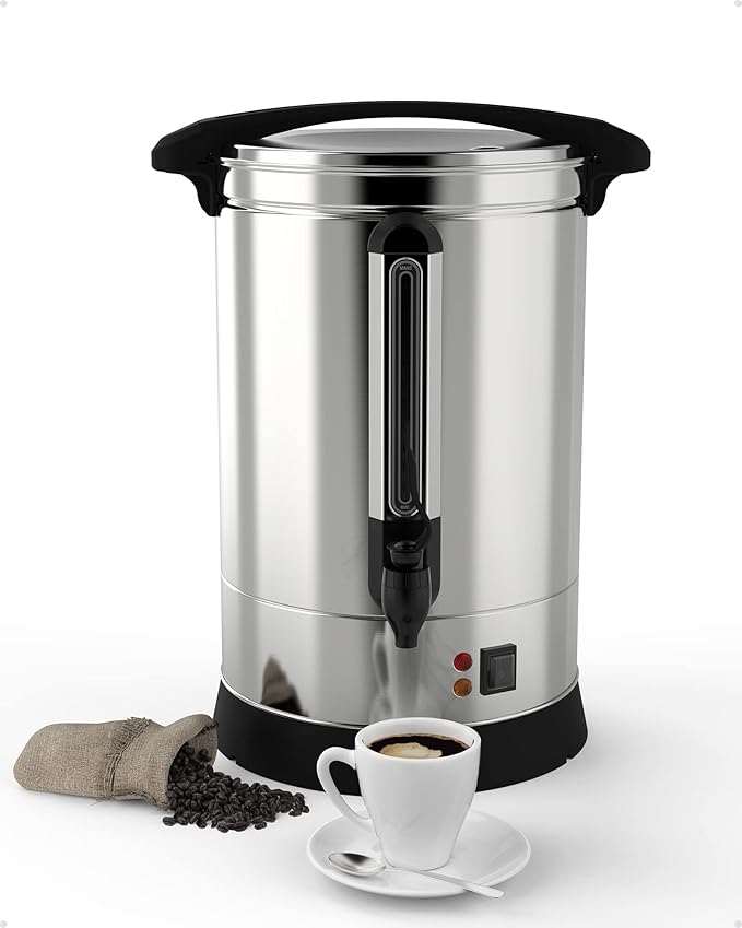Coffee Urn 100 Cup, Stainless Steel Commercial Coffee Maker 14 L/3.7 gal Electric Hot Beverage Dispenser Large Hot Water Dispenser Coffee Dispenser Hot Water Urn For Business, Catering, Party