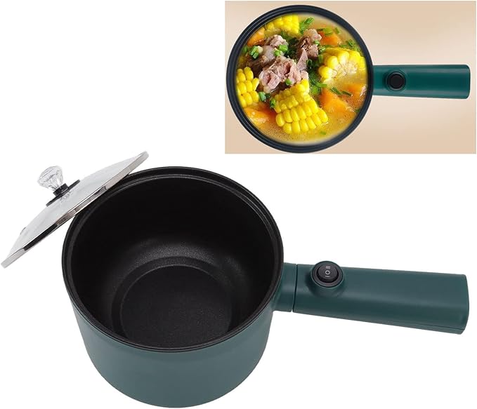 Electric Cooking Pot, 1.8L Nonstick Food Grade 6 Function 2 Temperature Mode Long Handle Electric Cooker for Home Cooking