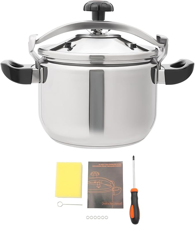 22L /5.8 Gal Pressure Cooker, 201 Stainless Steel Polishing Pressure Pot 5/7/9/11/22/26/40L 60Kpa High Safety Large Capacity Pressure Cooker with Easy Lock Lid Dishwasher Safe (22L)