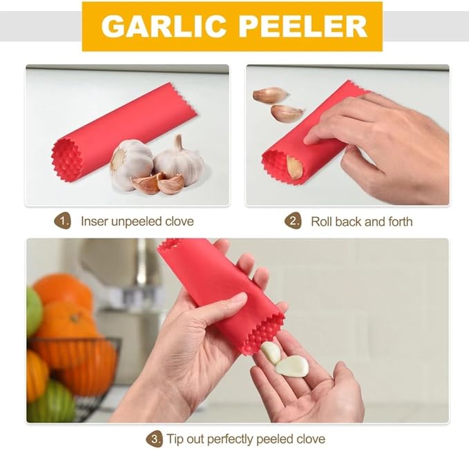 2 Pcs Green Garlic Peeler Garlic Peeler Skin Remover Roller Keeper Roller Keeper Silicone Tube Roller Garlic Peeling for Kitchen Tool