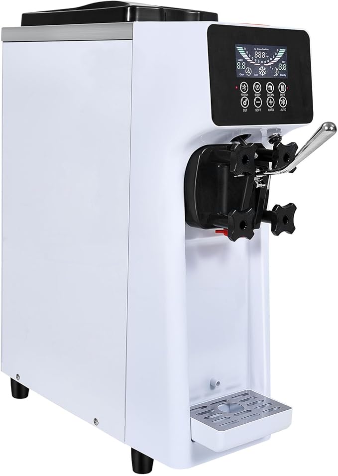 VEVOR Commercial Ice Cream Machine,1000W Single Flavor Countertop Soft Serve Ice Cream Maker with 4L Hopper 1.6L Cylinder, LCD Panel Auto Clean Pre-cooling,10.6 QT/H Yield for Restaurant Snack Bar