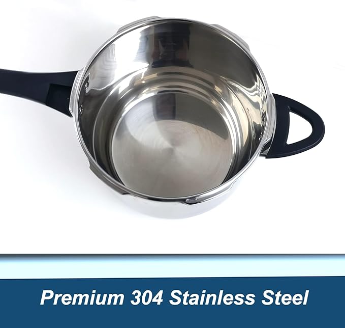 XINFU Heavy Duty 304 Stainless Steel Pressure Cooker 4.2 Quart, Serves 1-3, Standard and Fast Modes, Multi-Safety, Even-Heat Patented Base, Compatible with Gas, Electric, Ceramic and Induction Stoves