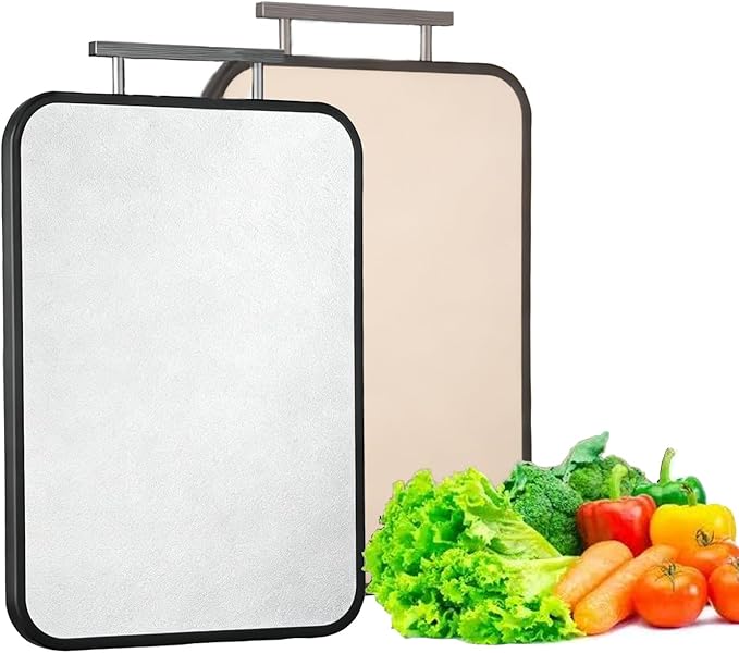 Titanium Cutting Board for Kitchen Double Sided Metal Cutting Board Pure Titanium and Wheat Straw PP Food Grade Large Chopping Boards for Meat Vegetables and Fruits