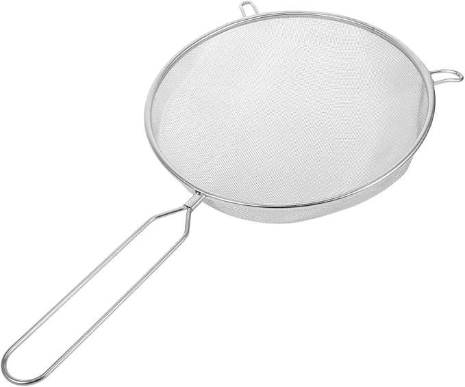 Noodles Colander 10in Stainless Steel Mesh Strainer with Handle for Cooking and Skimming Cooking Striner Metal Skimmer Spoon Stainless Steel Colanders Food Strainers Japan Flour