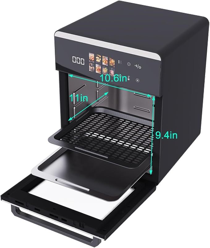 HOMLOVE 18QT Large Air Fryer Oven with Touch Screen Display, 10-in-1 Air Fry, Roast, Bake, Broil, Dry, Frozen, Proof Combo with Window, Family-Size, Multi-Function, Healthy Cooking 120V