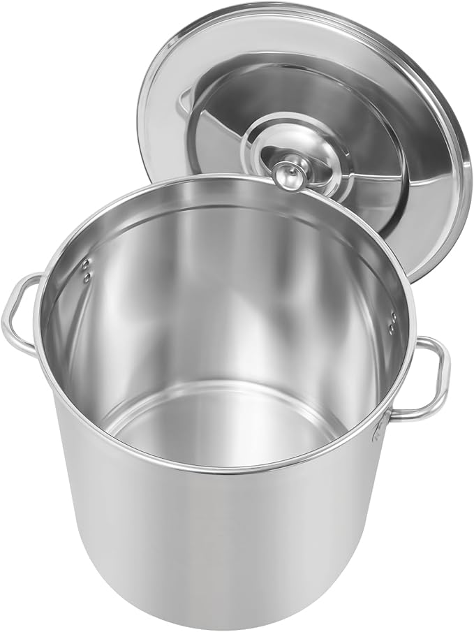 Stainless Steel Stock Pot w/Lid, Commercial Soup Cookware for Home/Restaurant/Hotels, for Stew/Simmering/Soup, Universal Stove Compatible (48L/50.7Qt.)