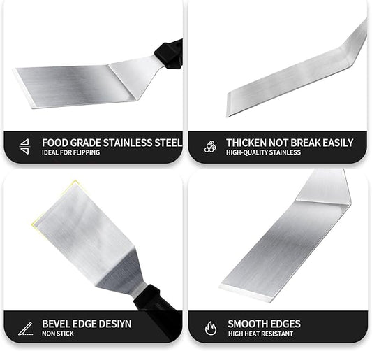 Metal Spatulas for kitchen Use, Professional Serving Spatula with Heat Resistant Handle, 9.8 Inch Stainless Steel Spatula Ideal for Pancakes, Eggs, Griddle Scraper, BBQ or Desserts