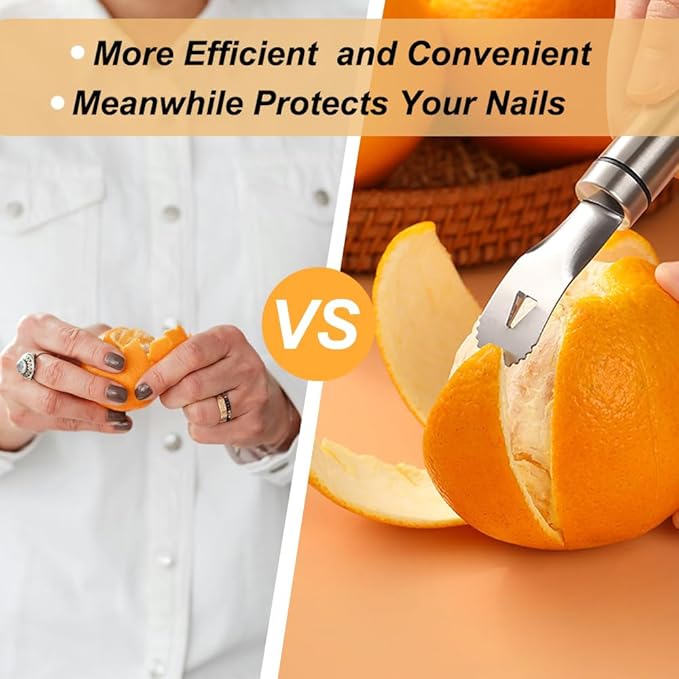Orange Peelers Orange Peeler Tool Citrus Peeler Stainless Steel Slicer Cutter Peeler Remover Humanized Design Handle Serrated Curved Spade Blade Triangular-shaped Slip Blade Fruit Tools Kitchen Gadget