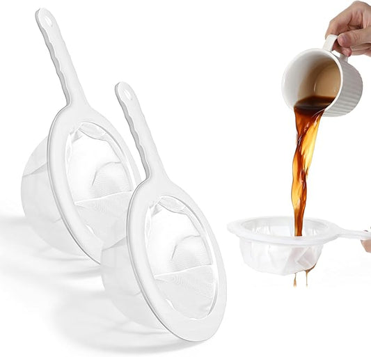 2 Pcs Ultra-Fine Nylon Mesh Strainer, Mini Kitchen Colander, Plastic Sieve Fine Mesh with Handle for Kitchen Food, Juice, Coffee, Yogurt, Liquids (120/200 Mesh)