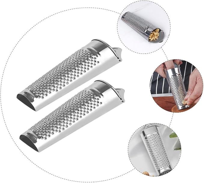 IMIKEYA 2Pcs Stainless Steel Ginger Zesters Kitchen Graters for Garlic Cheese and Vegetables Non Slip Ergonomic Design Kitchen Supplies