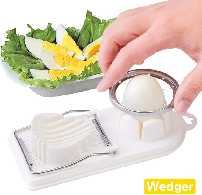 Egg Slicer Cutter,2 in 1 Stainless Steel Cutting Wires Egg Slicer Multi Purpose Egg Dicer & Wedger