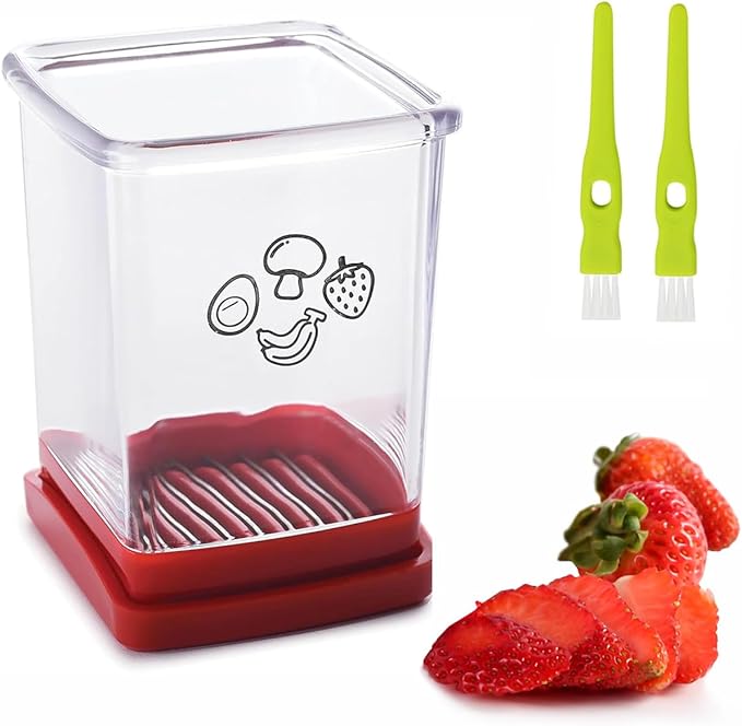 Stainless Steel Fruit Slicer Cup,Multifunctional Speed Cutter for Strawberry Banana Grape Egg Portable,Kitchen Gadget for Vegetable Cutting Salad Prep Must-Have Kitchen Tool.
