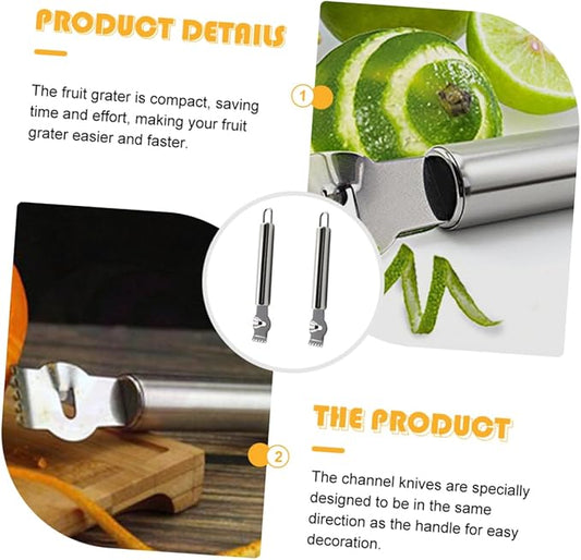 2pcs Stainless Steel Lemon Zester Hanging Loop Citrus Lemon Peel Zest Tool Fruit Grater for Slicing Truffles Cheese Radish Vanilla