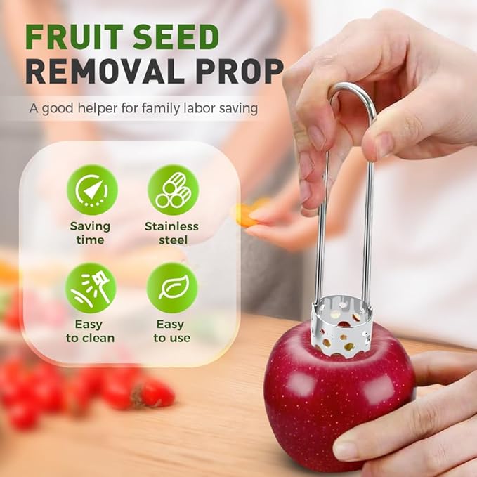 2 Pcs Fruit and Vegetable Corer Tool, Red Bell Pepper Seed Corer, Stainless Steel apple core remover, Practical Kitchen Gadget for Removing Fruit Vegetable Cores, Easy to Clean (A+B)