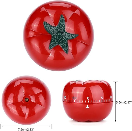 60 Minutes Red Kitchen Timers for Cooking, 2.83 x 2.17in Visual Timer, ABS Tomato Timers for Cooking, Baking, Brushing Teeth, Reading, Studying, Running and Yoga